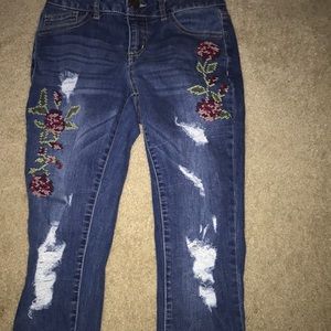 flower patch ripped jeans